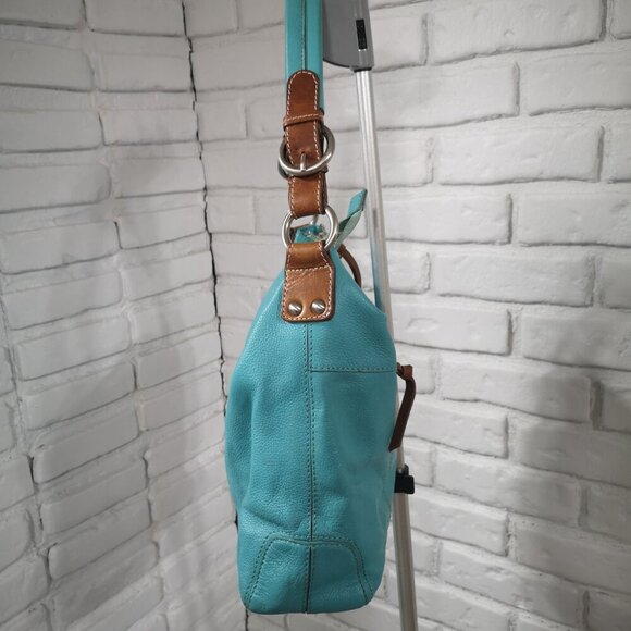 Nino BOSSI Turquoise and Brown Satchel - Picture 4 of 13